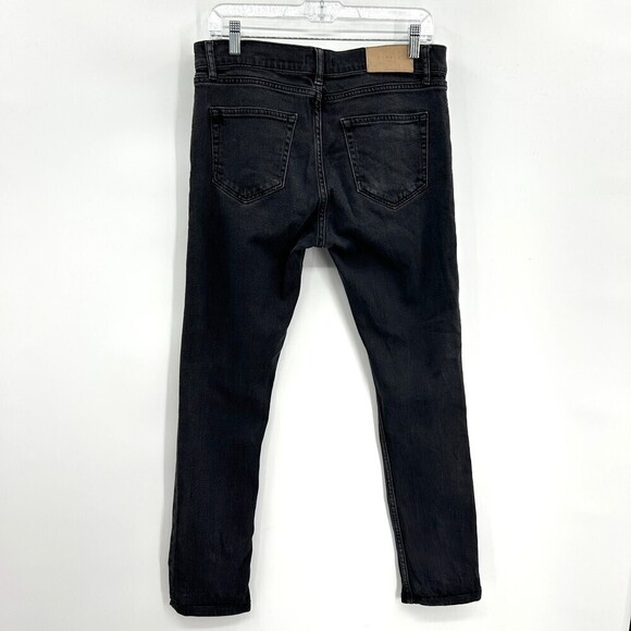 SANDRO Paris Black Dark Wash Button Fly Distressed High Rise Skinny Jeans 30 - Picture 2 of 10